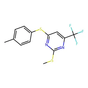 Methyl 4-[(4-methylphenyl)sulfanyl]-6-(trifluoromethyl)-2-pyrimidinyl sulfide structure