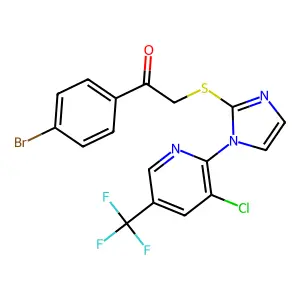 1-(4-bromophenyl)-2-({1-[3-chloro-5-(trifluoromethyl)-2-pyridinyl]-1H-imidazol-2-yl}sulfanyl)-1-ethanone structure