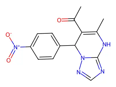 1-[5-methyl-7-(4-nitrophenyl)-4,7-dihydro[1,2,4]triazolo[1,5-a]pyrimidin-6-yl]-1-ethanone structure