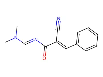 2-cyano-N-(dimethylaminomethylidene)-3-phenylprop-2-enamide structure