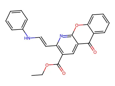 ethyl 2-(2-anilinovinyl)-5-oxo-5H-chromeno[2,3-b]pyridine-3-carboxylate structure