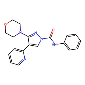 3-morpholino-N-phenyl-4-(2-pyridinyl)-1H-pyrazole-1-carboxamide structure