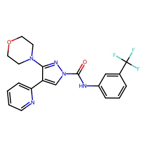 3-(4-morpholinyl)-4-(2-pyridinyl)-N-[3-(trifluoromethyl)phenyl]-1-pyrazolecarboxamide structure