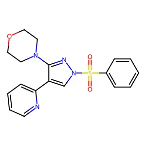 4-[1-(phenylsulfonyl)-4-(2-pyridinyl)-1H-pyrazol-3-yl]morpholine structure