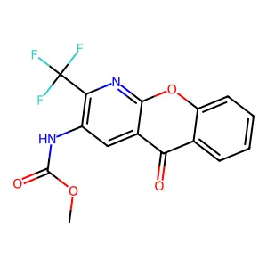 methyl N-[5-oxo-2-(trifluoromethyl)-5H-chromeno[2,3-b]pyridin-3-yl]carbamate structure
