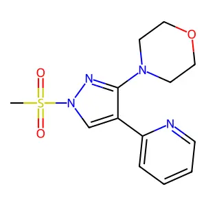 4-[1-(methylsulfonyl)-4-(2-pyridinyl)-1H-pyrazol-3-yl]morpholine structure