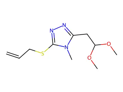 3-(allylsulfanyl)-5-(2,2-dimethoxyethyl)-4-methyl-4H-1,2,4-triazole structure