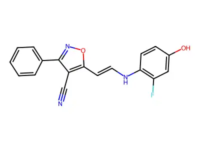 5-[2-(2-Fluoro-4-hydroxyanilino)ethenyl]-3-phenyl-1,2-oxazole-4-carbonitrile structure
