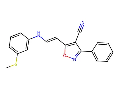 5-[2-(3-Methylsulfanylanilino)ethenyl]-3-phenyl-1,2-oxazole-4-carbonitrile structure