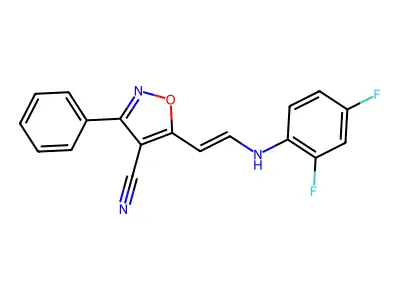 5-[2-(2,4-Difluoroanilino)ethenyl]-3-phenyl-1,2-oxazole-4-carbonitrile structure