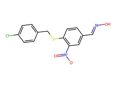 N-[[4-[(4-chlorophenyl)methylsulfanyl]-3-nitrophenyl]methylidene]hydroxylamine structure