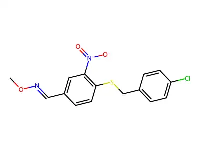 1-[4-[(4-chlorophenyl)methylsulfanyl]-3-nitrophenyl]-N-methoxymethanimine structure