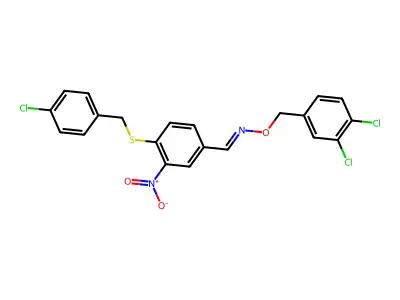 4-[(4-chlorobenzyl)sulfanyl]-3-nitrobenzenecarbaldehyde O-(3,4-dichlorobenzyl)oxime structure