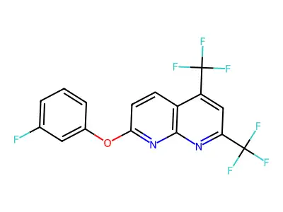 7-(3-Fluorophenoxy)-2,4-bis(trifluoromethyl)-1,8-naphthyridine structure