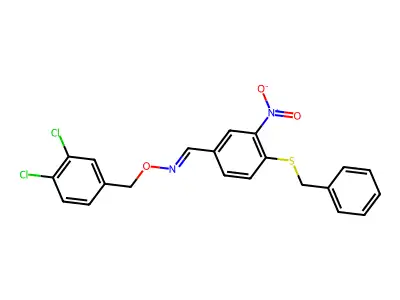 1-(4-benzylsulfanyl-3-nitrophenyl)-N-[(3,4-dichlorophenyl)methoxy]methanimine structure