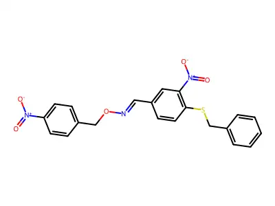 1-(4-benzylsulfanyl-3-nitrophenyl)-N-[(4-nitrophenyl)methoxy]methanimine structure