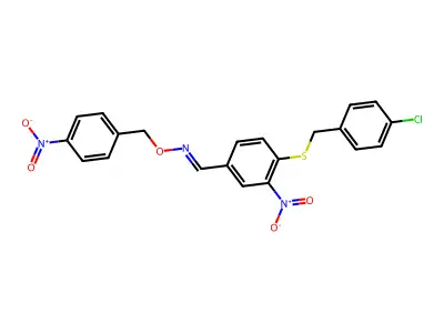 1-[4-[(4-chlorophenyl)methylsulfanyl]-3-nitrophenyl]-N-[(4-nitrophenyl)methoxy]methanimine structure