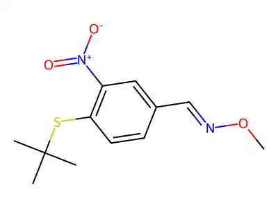 1-(4-tert-butylsulfanyl-3-nitrophenyl)-N-methoxymethanimine structure