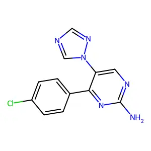 4-(4-chlorophenyl)-5-(1H-1,2,4-triazol-1-yl)-2-pyrimidinylamine structure
