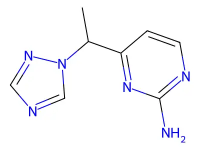 4-[1-(1H-1,2,4-triazol-1-yl)ethyl]-2-pyrimidinamine structure