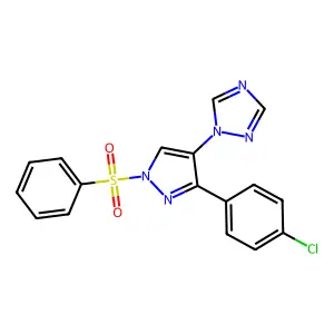 1-[3-(4-chlorophenyl)-1-(phenylsulfonyl)-1H-pyrazol-4-yl]-1H-1,2,4-triazole structure