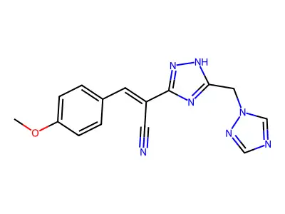 3-(4-methoxyphenyl)-2-[5-(1H-1,2,4-triazol-1-ylmethyl)-1H-1,2,4-triazol-3-yl]acrylonitrile structure