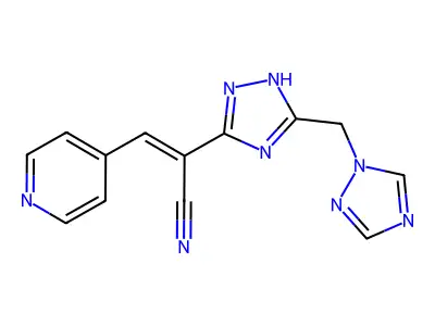 3-(4-pyridinyl)-2-[5-(1H-1,2,4-triazol-1-ylmethyl)-1H-1,2,4-triazol-3-yl]acrylonitrile structure