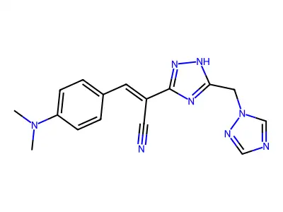 3-[4-(dimethylamino)phenyl]-2-[5-(1H-1,2,4-triazol-1-ylmethyl)-1H-1,2,4-triazol-3-yl]acrylonitrile structure