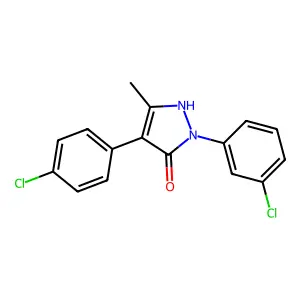 2-(3-chlorophenyl)-4-(4-chlorophenyl)-5-methyl-1,2-dihydro-3H-pyrazol-3-one structure