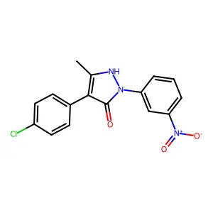 4-(4-chlorophenyl)-5-methyl-2-(3-nitrophenyl)-1,2-dihydro-3H-pyrazol-3-one structure