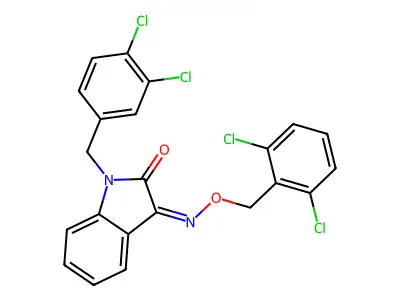 3-[(2,6-Dichlorophenyl)methoxyimino]-1-[(3,4-dichlorophenyl)methyl]indol-2-one structure