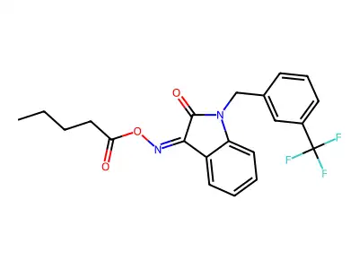 [[2-Oxo-1-[[3-(trifluoromethyl)phenyl]methyl]indol-3-ylidene]amino] pentanoate structure
