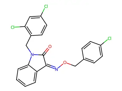 3-[(4-Chlorophenyl)methoxyimino]-1-[(2,4-dichlorophenyl)methyl]indol-2-one structure