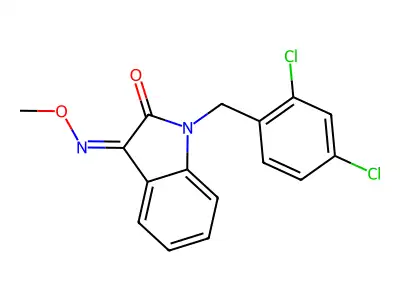 1-[(2,4-Dichlorophenyl)methyl]-3-methoxyiminoindol-2-one structure