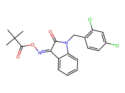 [[1-[(2,4-dichlorophenyl)methyl]-2-oxoindol-3-ylidene]amino] 2,2-dimethylpropanoate structure