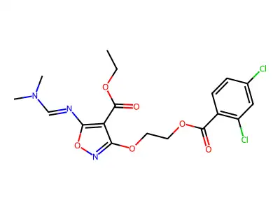 ethyl 3-[2-(2,4-dichlorobenzoyl)oxyethoxy]-5-(dimethylaminomethylideneamino)-1,2-oxazole-4-carboxylate structure