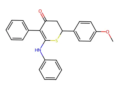 6-anilino-2-(4-methoxyphenyl)-5-phenyl-2,3-dihydro-4H-thiopyran-4-one structure