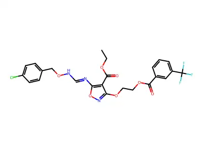 ethyl 5-[({[(4-chlorobenzyl)oxy]amino}methylene)amino]-3-(2-{[3-(trifluoromethyl)benzoyl]oxy}ethoxy)-4-isoxazolecarboxylate structure