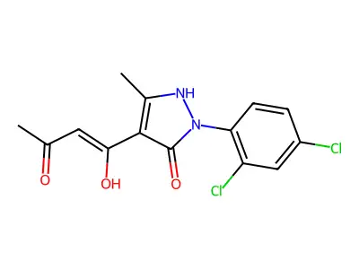 2-(2,4-dichlorophenyl)-4-(1-hydroxy-3-oxobut-1-enyl)-5-methyl-1H-pyrazol-3-one structure