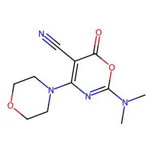 2-(dimethylamino)-4-morpholino-6-oxo-6H-1,3-oxazine-5-carbonitrile structure