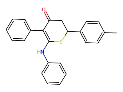 6-anilino-2-(4-methylphenyl)-5-phenyl-2,3-dihydro-4H-thiopyran-4-one structure