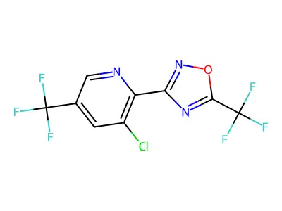3-chloro-5-(trifluoromethyl)-2-[5-(trifluoromethyl)-1,2,4-oxadiazol-3-yl]pyridine structure