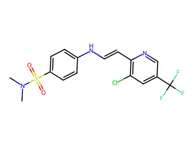 4-[2-[3-chloro-5-(trifluoromethyl)pyridin-2-yl]ethenylamino]-N,N-dimethylbenzenesulfonamide structure