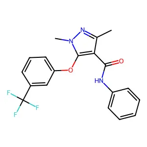 1,3-dimethyl-N-phenyl-5-[3-(trifluoromethyl)phenoxy]-1H-pyrazole-4-carboxamide structure