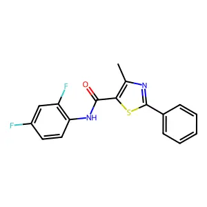 N-(2,4-difluorophenyl)-4-methyl-2-phenyl-1,3-thiazole-5-carboxamide structure