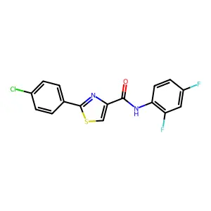 2-(4-chlorophenyl)-N-(2,4-difluorophenyl)-1,3-thiazole-4-carboxamide structure