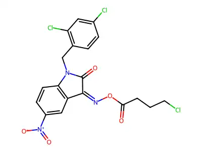 [[1-[(2,4-dichlorophenyl)methyl]-5-nitro-2-oxo-indol-3-ylidene]amino] 4-chlorobutanoate structure
