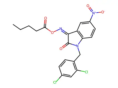 [[1-[(2,4-Dichlorophenyl)methyl]-5-nitro-2-oxoindol-3-ylidene]amino] pentanoate structure