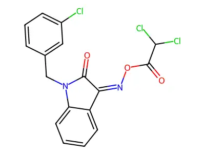 [[1-[(3-Chlorophenyl)methyl]-2-oxoindol-3-ylidene]amino] 2,2-dichloroacetate structure