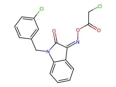 [[1-[(3-Chlorophenyl)methyl]-2-oxoindol-3-ylidene]amino] 2-chloroacetate structure